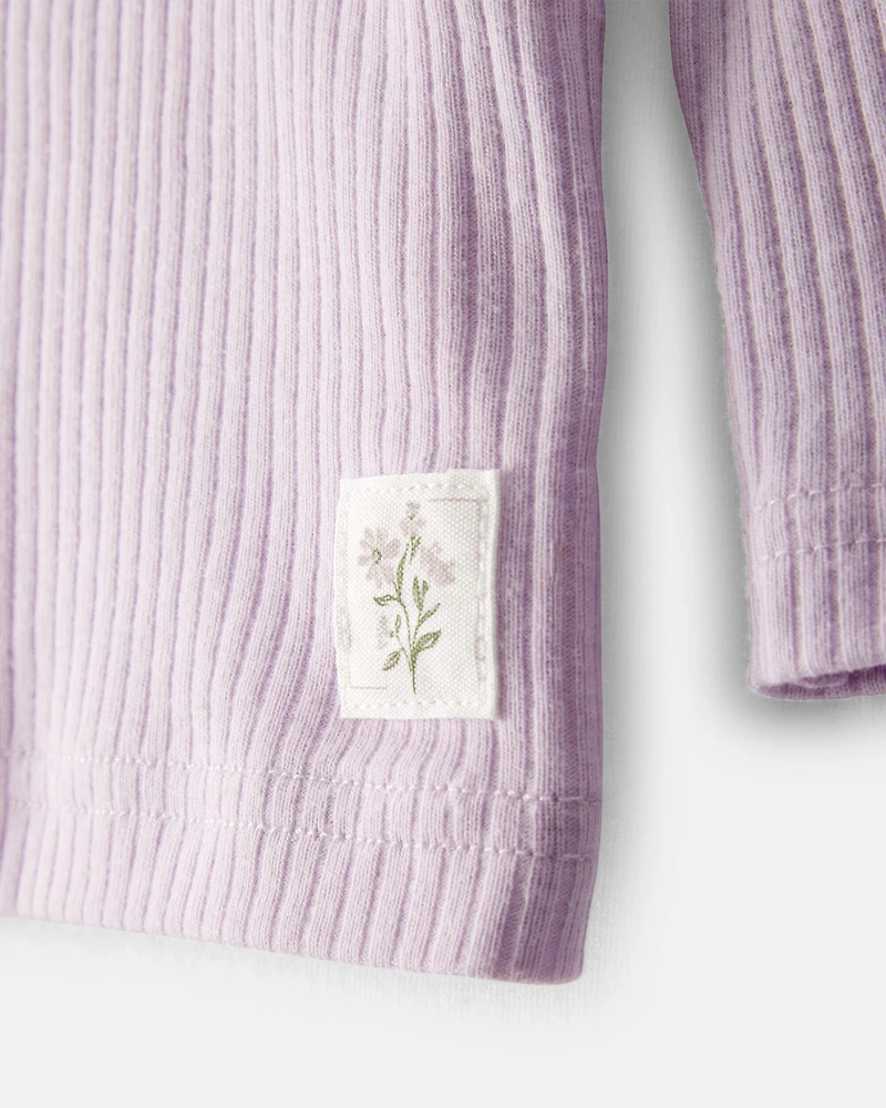 Baby 3-Piece Ribbed Outfit Set - Purple