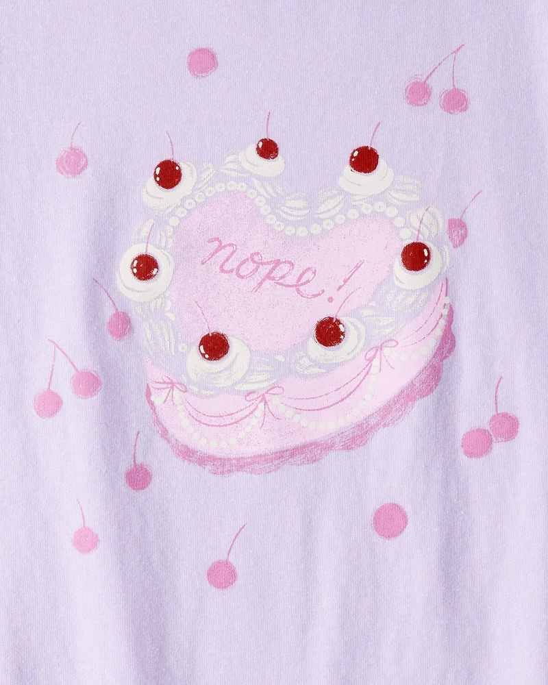 Girls Heart Cake Short-Sleeve Graphic Tee - Purple