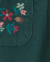 Toddler Girl Floral Corduroy Wide-Leg Pants - Green