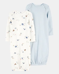 Baby 2-Pack Sleeper Gowns - Blue/White
