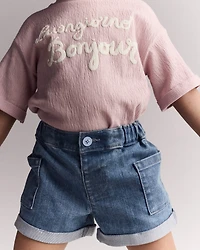 Toddler Girl Mom Shorts in Denim