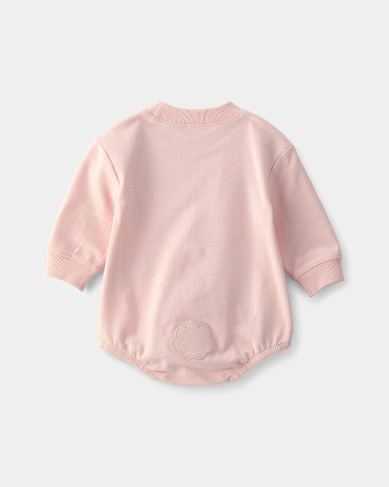 Baby Girl Bunny Bubble Romper & Hat Set - Pink