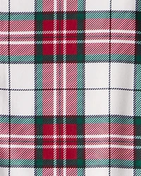 Adult Flannel Plaid Print Long-Sleeve Loose Fit 2-Piece Pajamas - Red/Green