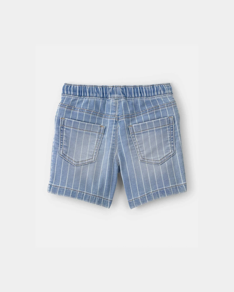 Toddler Boy Striped Denim Drawstring Shorts - Light Wash