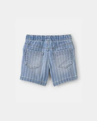 Toddler Boy Striped Denim Drawstring Shorts - Light Wash