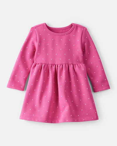 Baby Girl DayDream Fleece Polka Dot Knit Dress - Pink