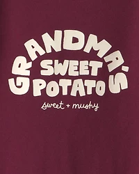 Baby 'Grandma's Sweet Potato' Long-Sleeve Graphic Bodysuit - Maroon