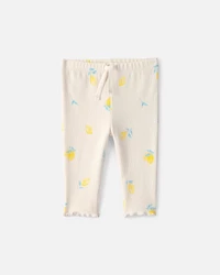 Baby Girl Lemon Rib Pants - Ivory