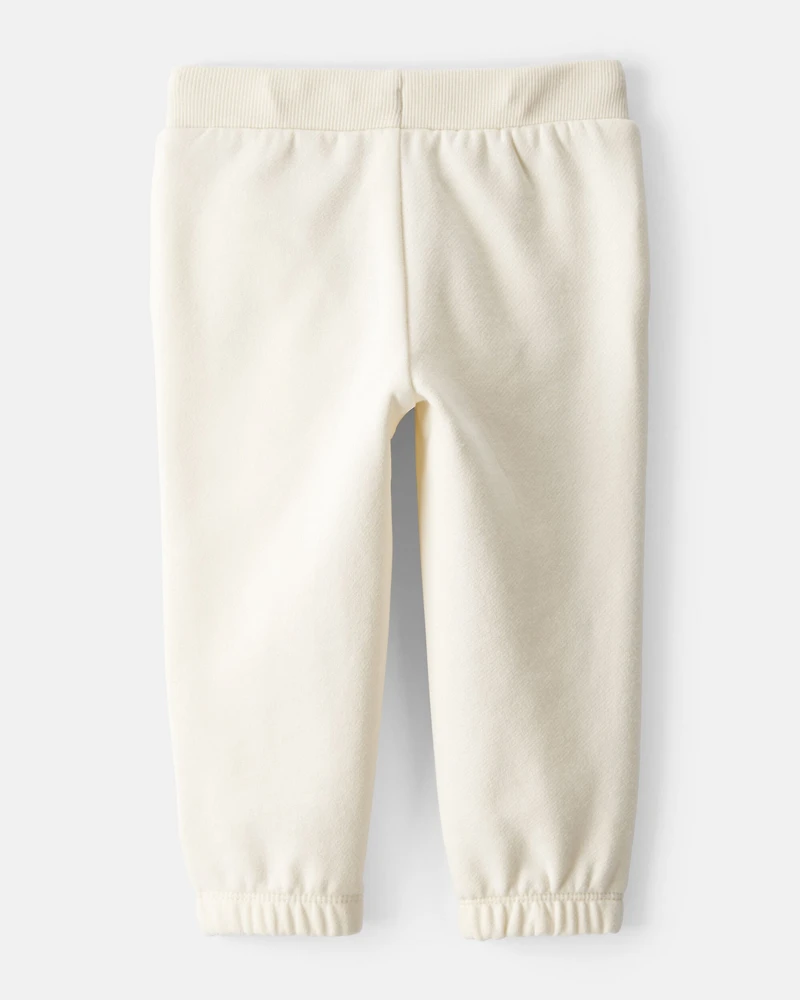 Baby Girl 2-Piece Sherpa Quarter-Zip Pullover Sweatshirt & DayDream Fleece Joggers Set - Cream