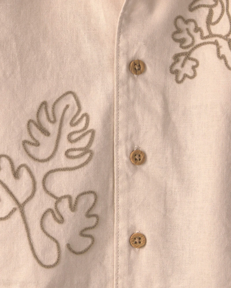 Baby Boy 2-Piece Toucan Embroidered Top & Short Set - Khaki