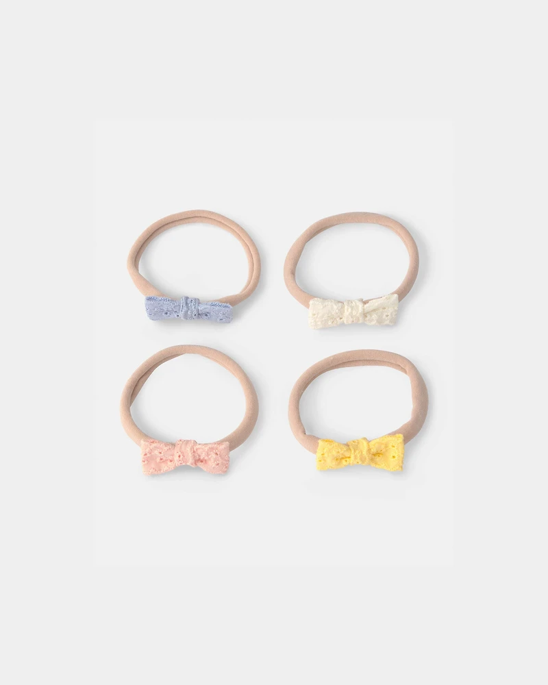 Baby Girl 4-Pack Headwraps - Orange/Blue/Cream