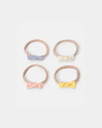 Baby Girl 4-Pack Headwraps - Orange/Blue/Cream