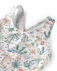 Girls Recycled Swimsuit in Tropical Paradise