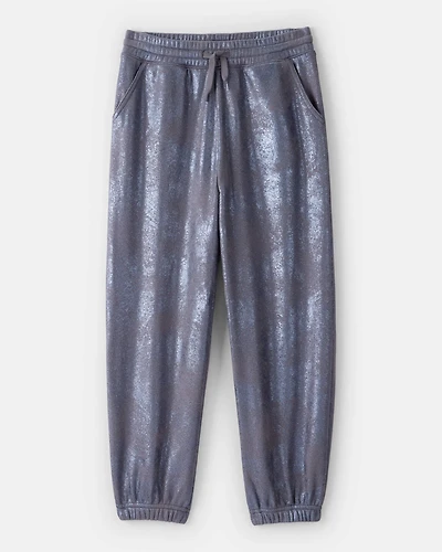 Girls DayDream Fleece Metallic Knit Drawstring Joggers - Grey