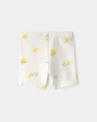 Baby Girl Lemon Bike Shorts - Cream