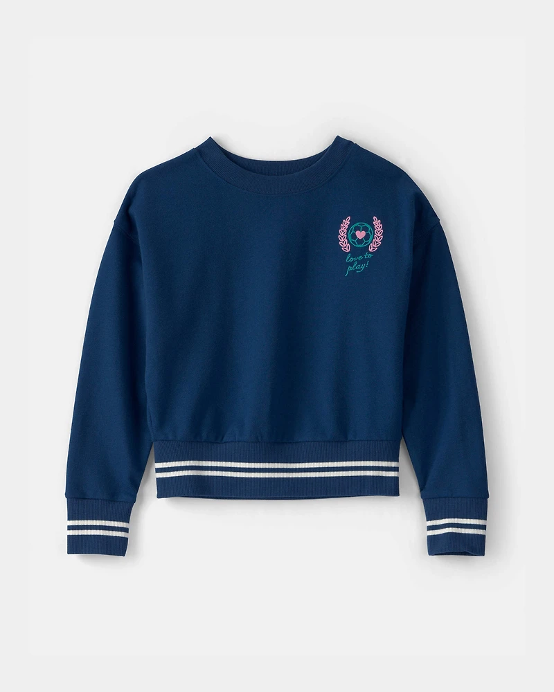 Girls French Terry Pullover Sweatshirt - Blue