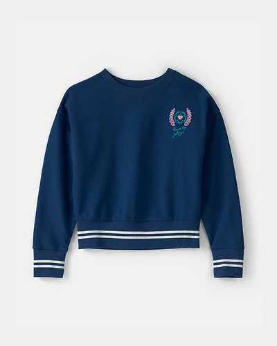 Girls French Terry Pullover Sweatshirt - Blue