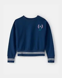 Girls French Terry Pullover Sweatshirt - Blue