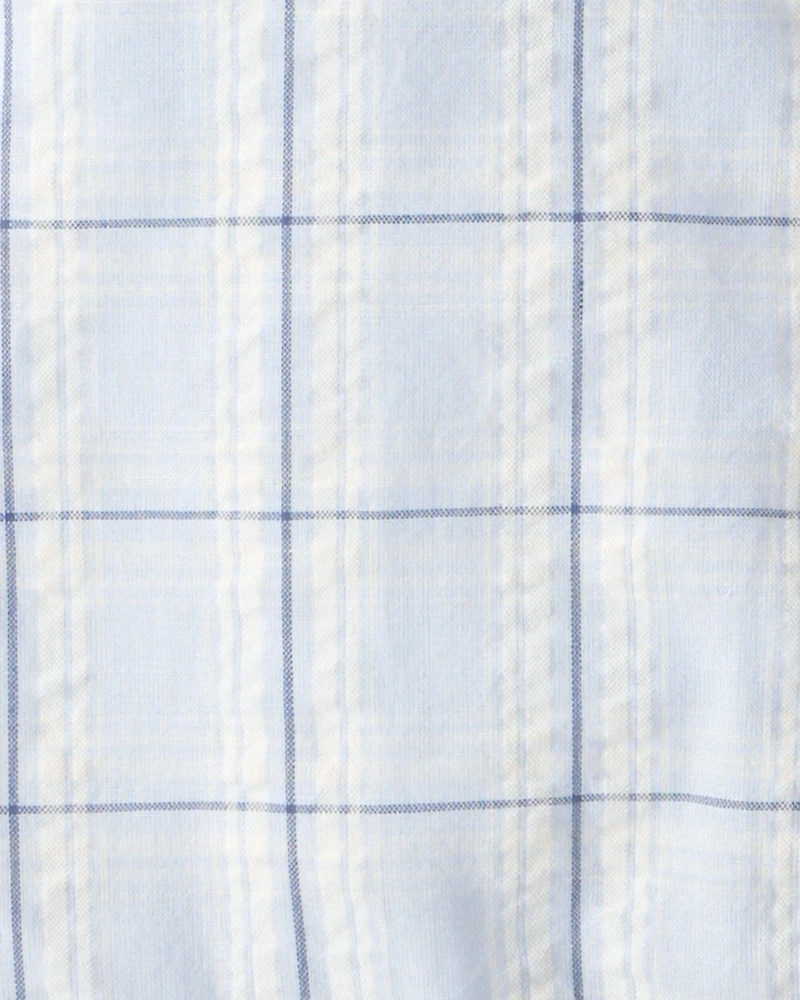 Baby Boy 2-Piece Plaid Romper & Hat Set - Blue