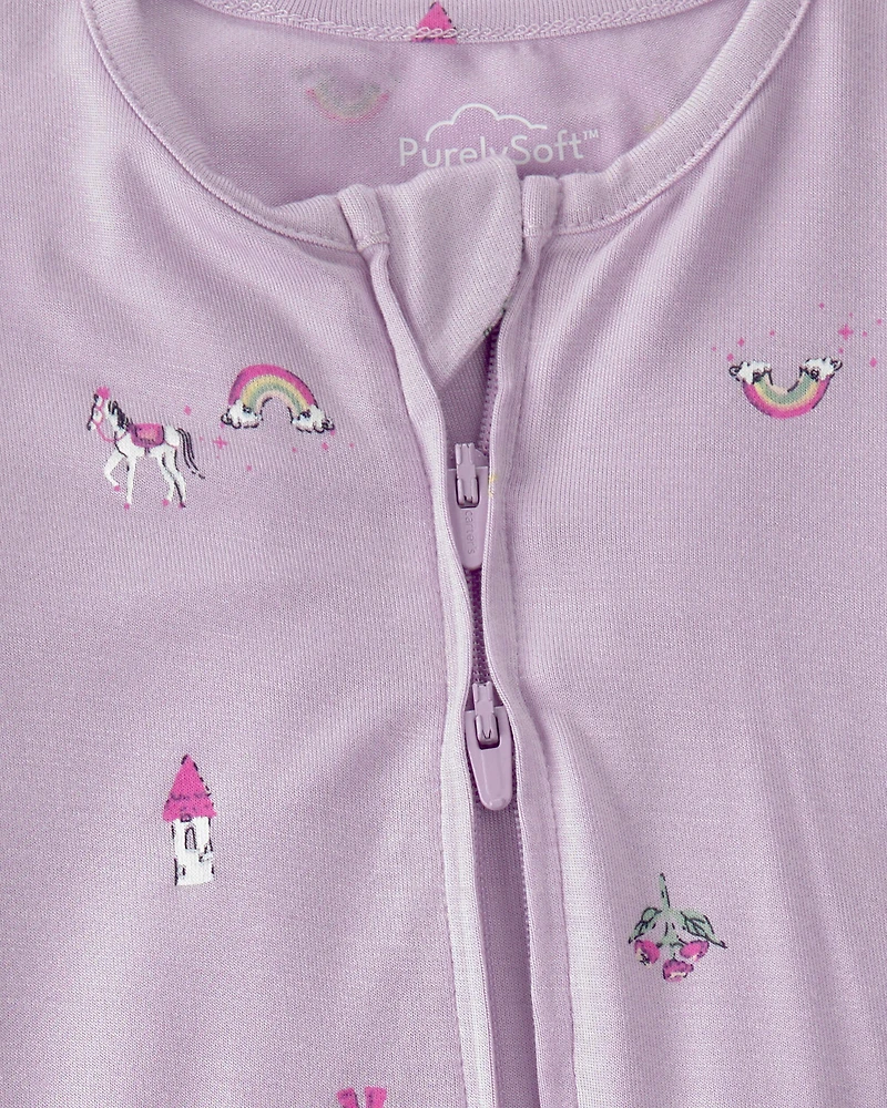 Baby Girl Fairytale 2-Way Zip PurelySoft Footie Sleep & Play Pajama - Purple