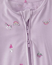 Baby Girl Fairytale 2-Way Zip PurelySoft Footie Sleep & Play Pajama - Purple