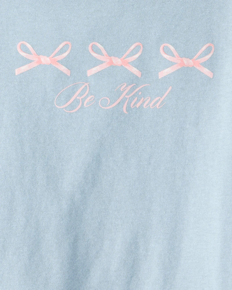 Girls Bow Long-Sleeve Graphic Tee - Blue