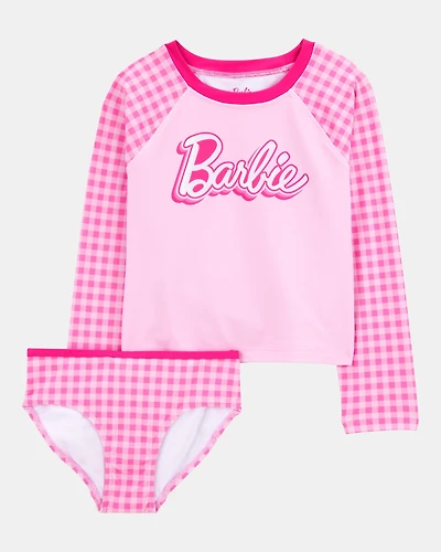 Girls Barbie™ 2-Piece Rashguard Swimsuit Set - Pink
