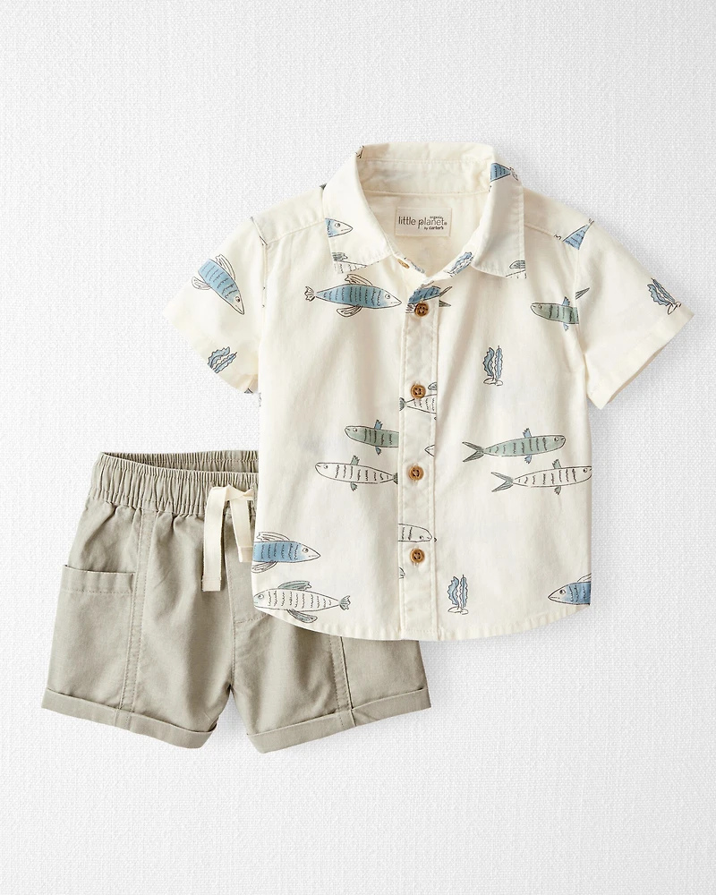 Baby Boy 2-Piece Fish-Print Set Made with Organic Cotton