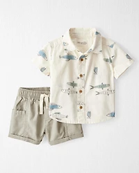 Baby Boy 2-Piece Fish-Print Set Made with Organic Cotton