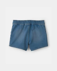 Girls Denim Button-Pocket Shorts - Medium Wash