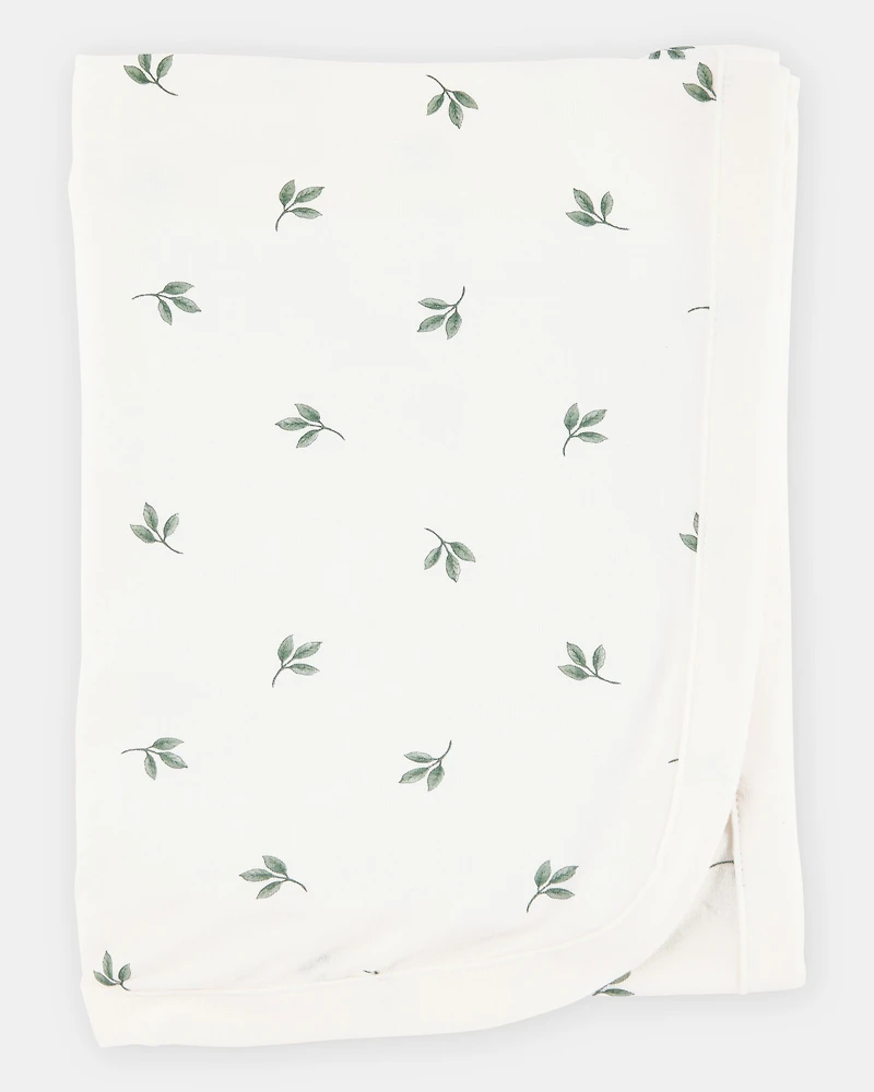 Baby Leaf Print PurelySoft Blanket - Ivory