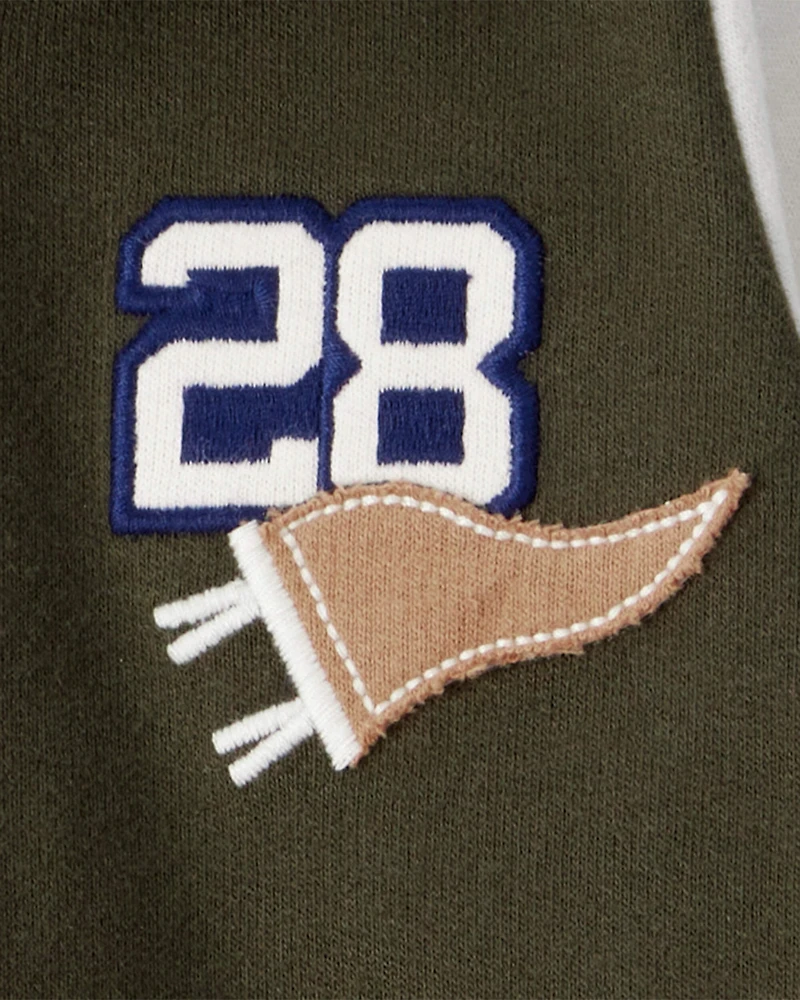 Baby Varsity Hooded Jumpsuit - Green/Grey