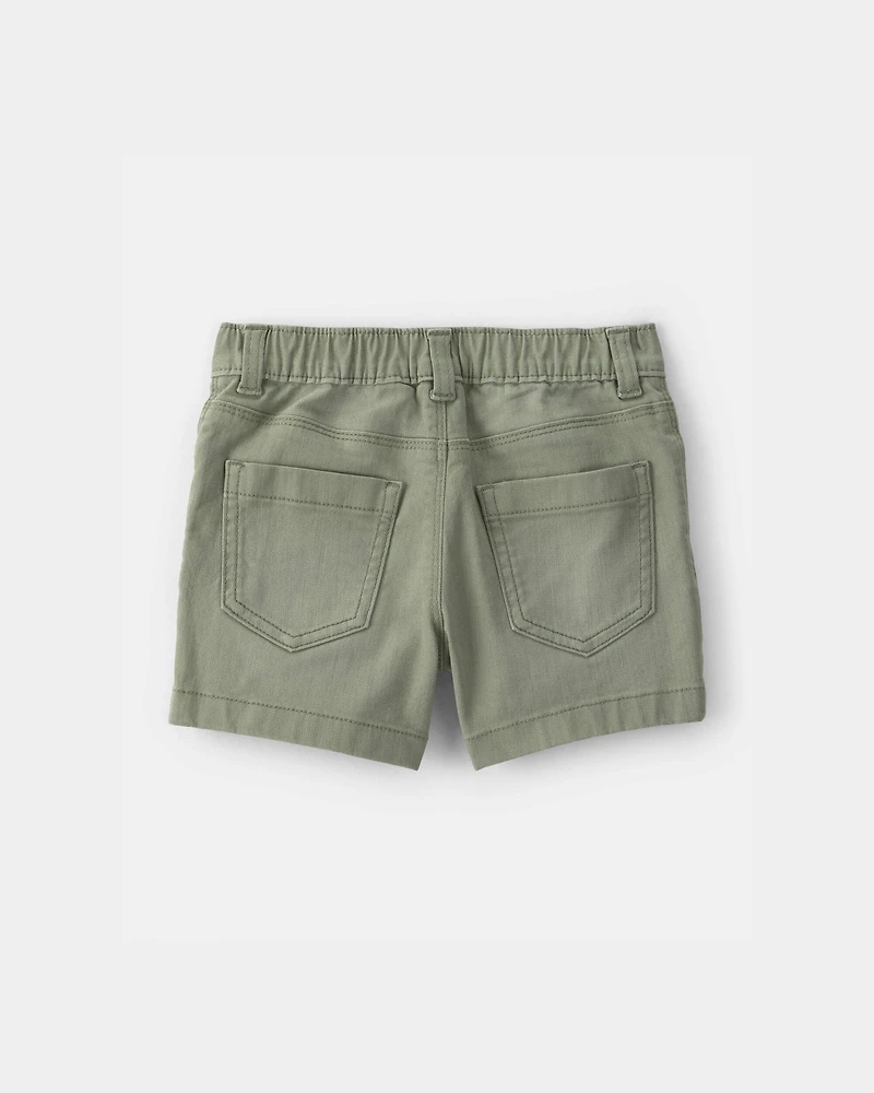 Baby Twill Pull-On Shorts - Olive