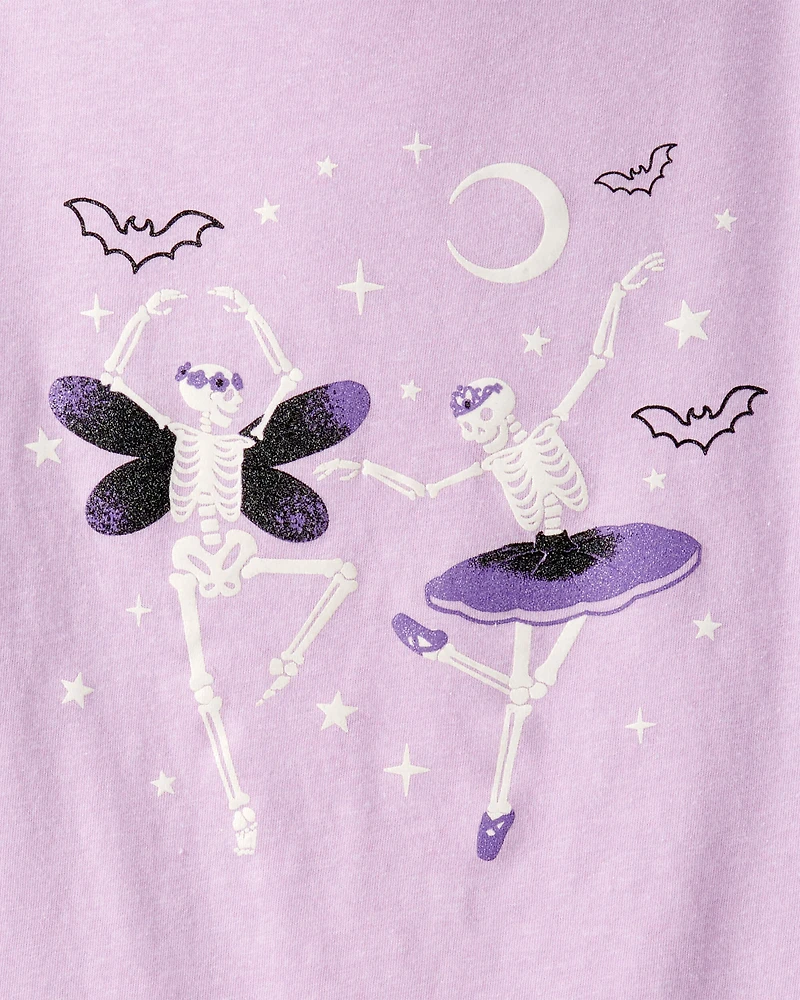 Girls Skeleton Long-Sleeve Graphic Tee - Purple