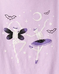 Girls Skeleton Long-Sleeve Graphic Tee - Purple