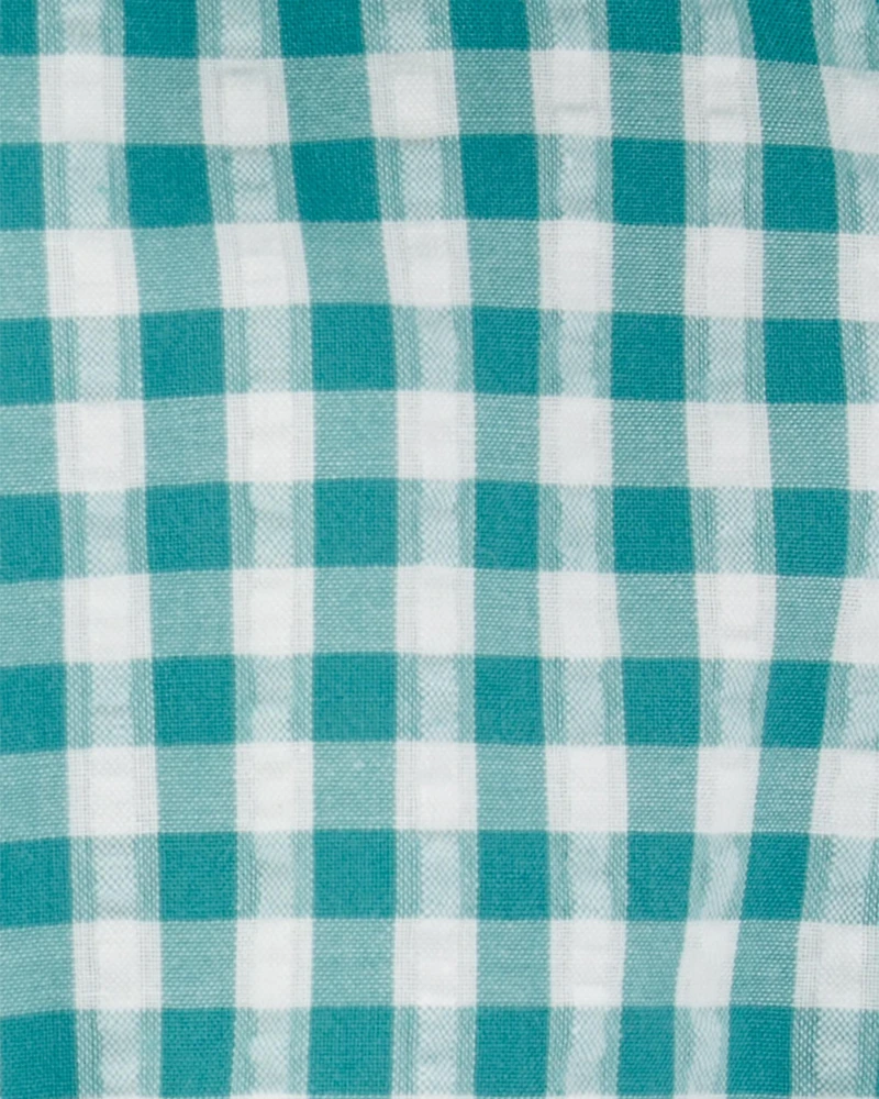 Baby Girl Gingham Tank Romper - Green