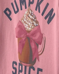 Girls 'Pumpkin Spice' Graphic Tee - Pink/Blue