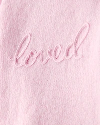 Toddler Girl Embroidered Loved Long-Sleeve Sweater - Pink