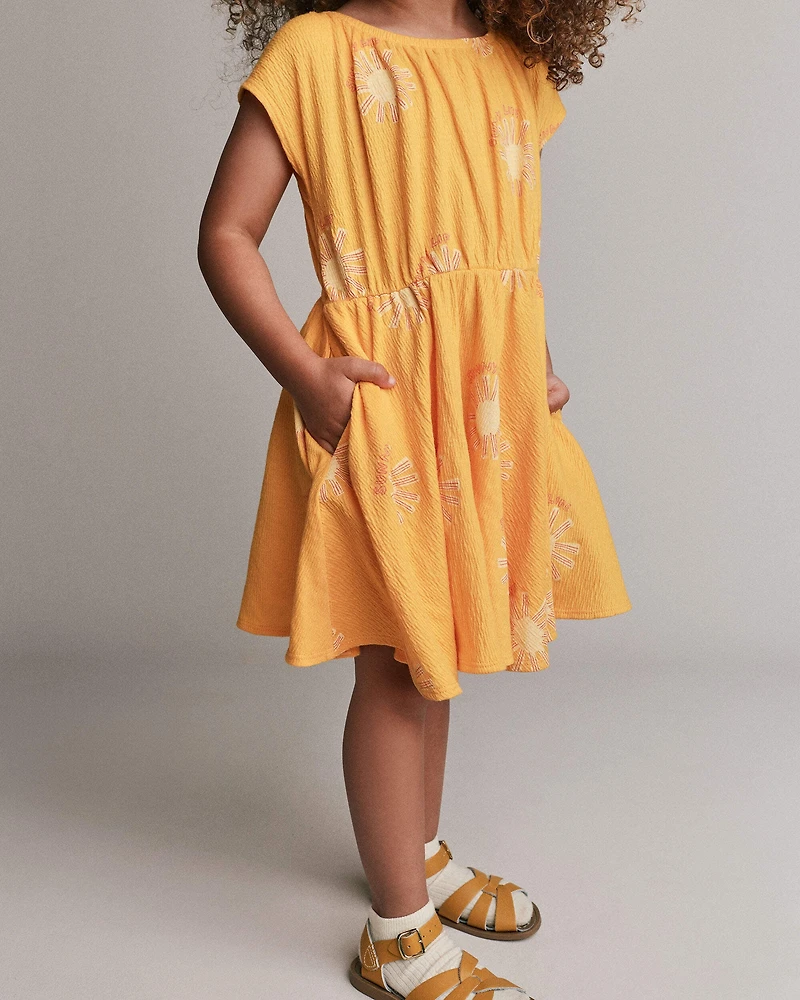Toddler Girl Avenue Twirl™ Dress in Sunny Life Print - Golden Yellow