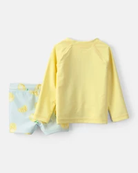 Baby Boy 2-Piece Lemon Rashguard Swimsuit Set - Yellow/Blue