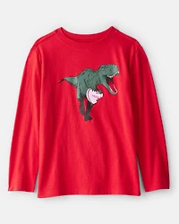 Boys Dinosaur Long-Sleeve Graphic Tee - Red