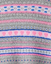 Girls Fairisle Sweater - Grey/Pink
