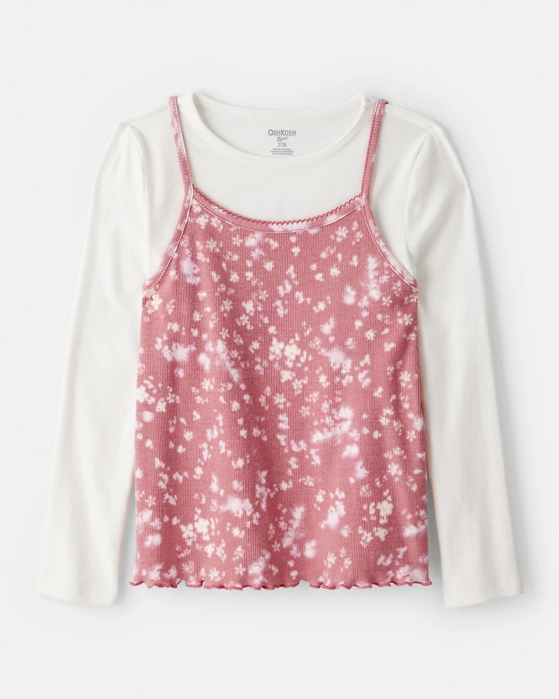 Girls Long-Sleeve 2-Piece Top Set - Pink/White