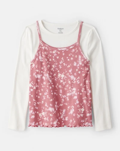 Girls Long-Sleeve 2-Piece Top Set - Pink/White