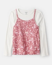 Girls Long-Sleeve 2-Piece Top Set - Pink/White