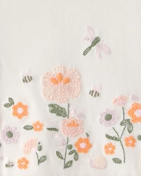 Toddler Girl Floral Embroidered Top - Ivory