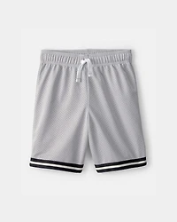 Boys Striped Mesh Active Shorts - Grey