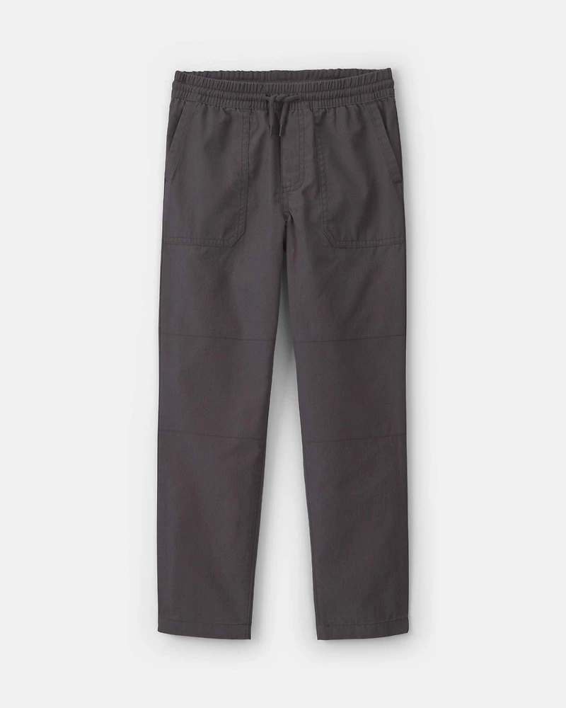 Boys Canvas Pull-On Pants - Grey