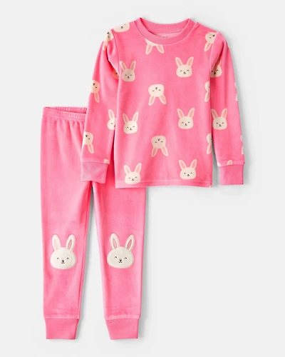 Toddler Girl Bunny DreamPlush Snug Fit 2-Piece Pajamas - Pink
