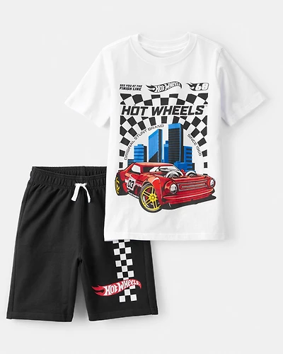 Boys 2-Piece Hot Wheels Outfit Set - White/Black